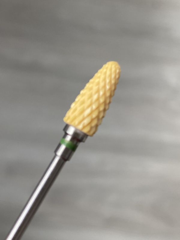 Фреза  желтая керамическая  Yellow Flame C  кукуруза( зеленая насечка)