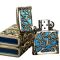 Бензинова запальничка Zorro «Ajour" Silver & Blue (Срібло з синьою вставкою)