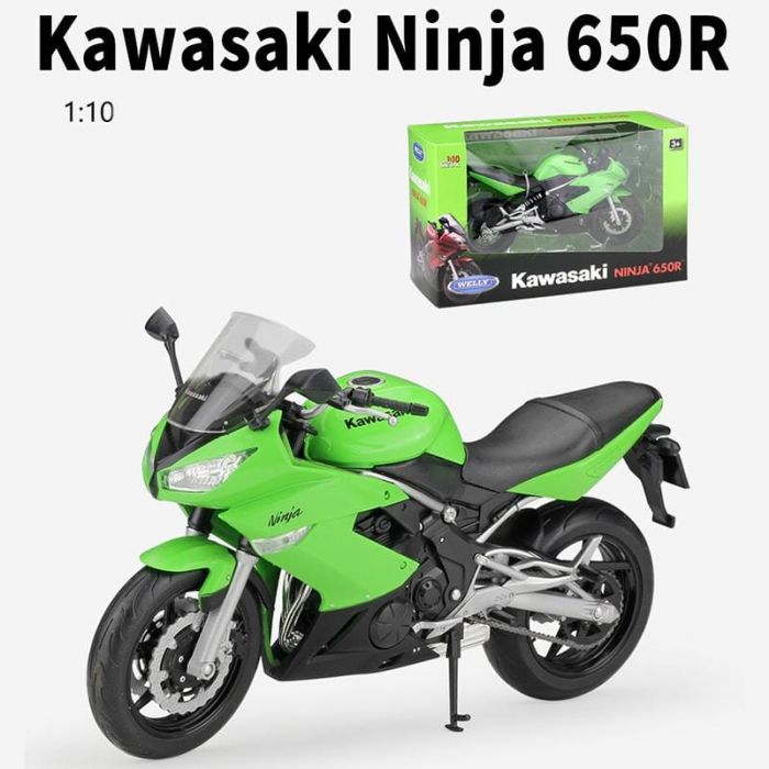 Колекційна модель мотоцикла Welly Kawasaki Ninja 650R (Масштаб 1/10)