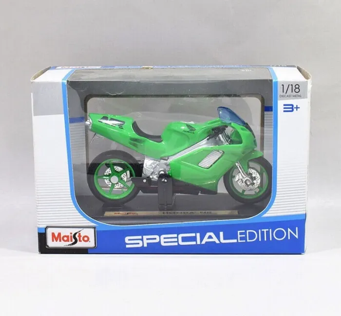 Колекційна модель мотоцикла Honda NR (Scale 1:18) від Maisto неоново зелений