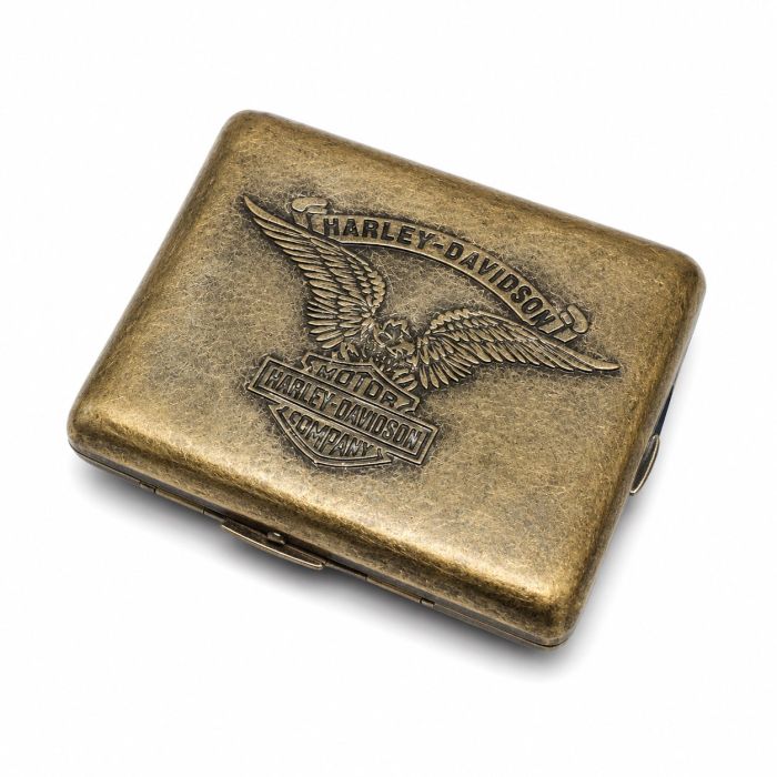 Портсигар металевий GVIPAI «Harley-Davidson» на 20 сигарет (Бронза / Антична латунь)