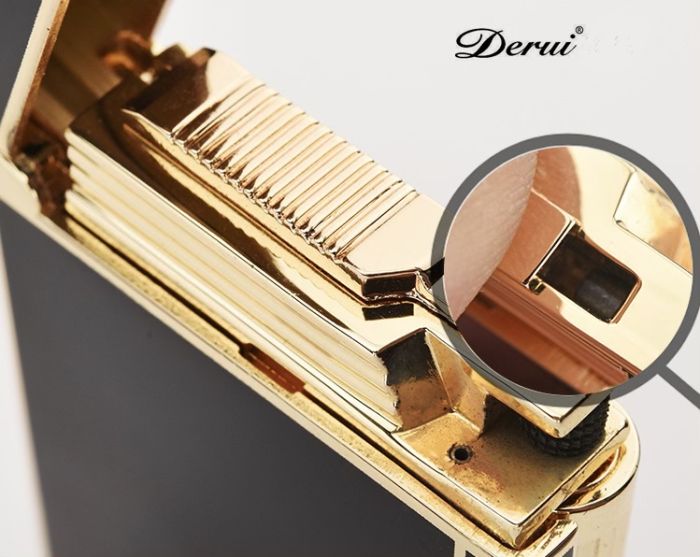 Елітна газова запальничка Derui R-09 Classic Black & Silver з фірмовим кліком