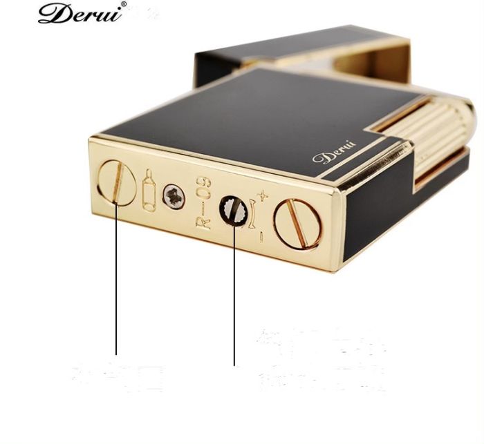 Елітна газова запальничка Derui R-09 Classic Red & Gold з фірмовим кліком
