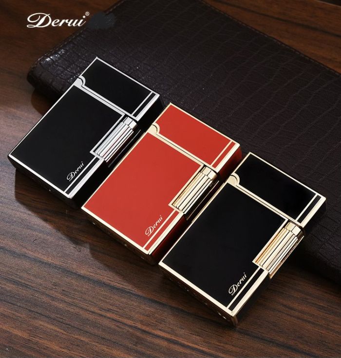 Елітна газова запальничка Derui R-09 Classic Red & Gold з фірмовим кліком