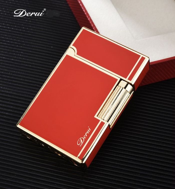 Елітна газова запальничка Derui R-09 Classic Red & Gold з фірмовим кліком