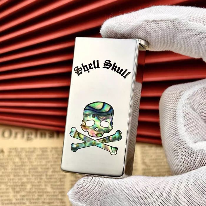 Преміальна бензинова запальничка ZORRO «Shell Skull» (Череп) з перламутровою інкрустацією