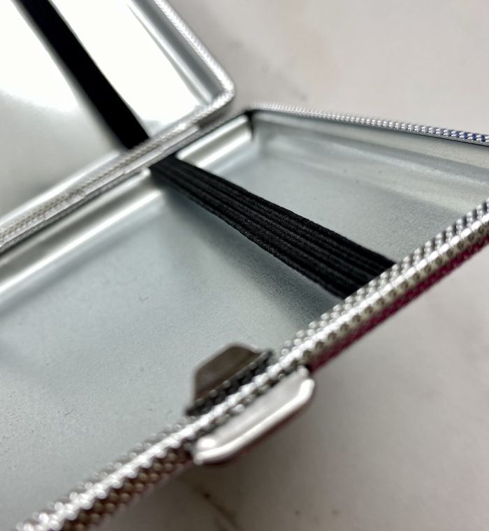 Портсигар металевий Chrome Hearts із чорною екошкірою та хрестом (99х95х19 мм)