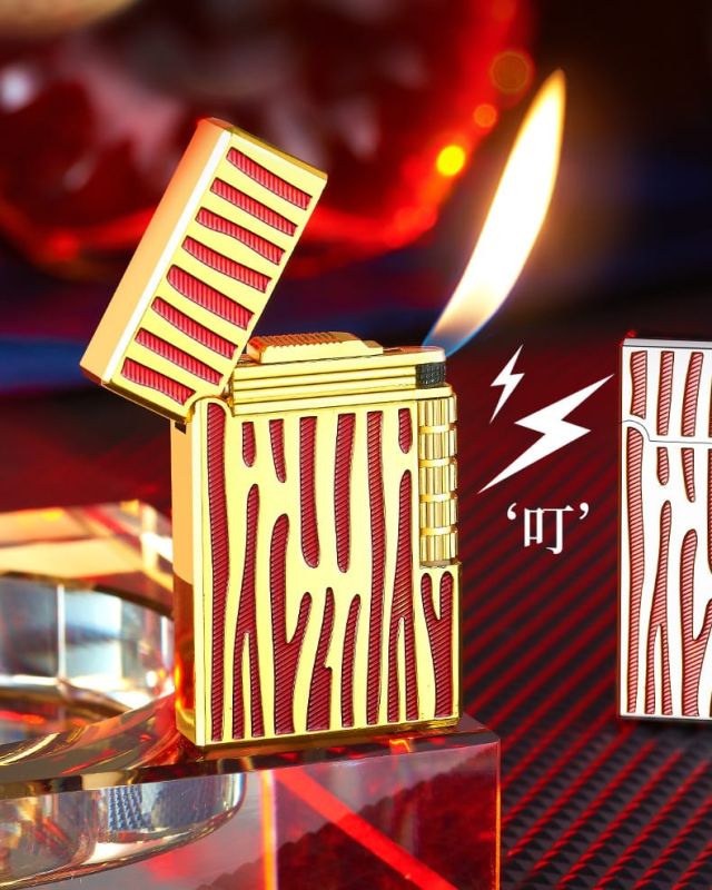 Елегантна газова запальничка Classic Lighter з фірмовим кліком (Red/Gold)