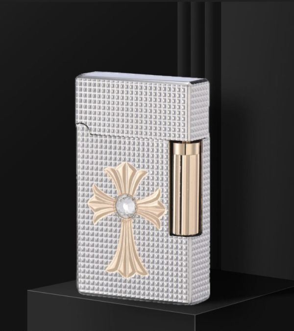 Газова запальничка Derui Premium з  стильним хрестом колір  Silver