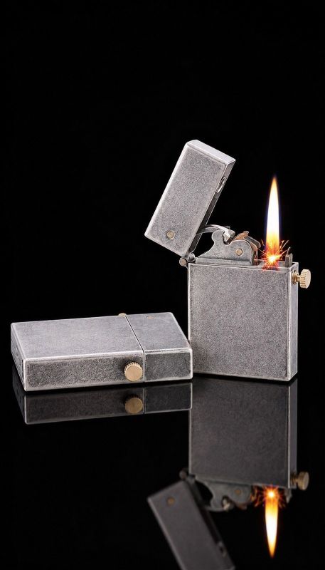 Бензинова запальничка Bless Pro срібляста з ефектом патини та потертостей