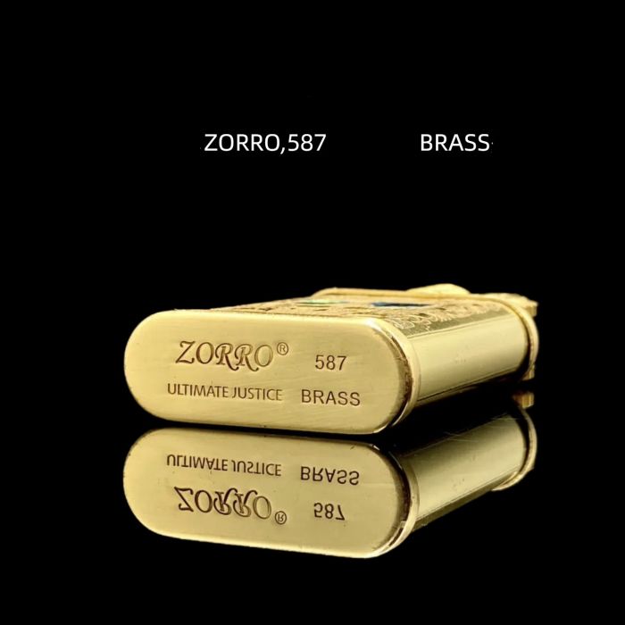 Бензинова запальничка ZORRO 587 Латунь (Brass), з  перламутровою ластівкою