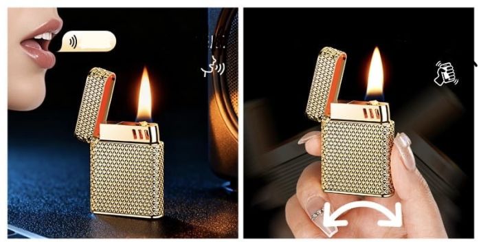 Елітна бензинова запальничка із сенсорним електропідпалом від звуку та струшування