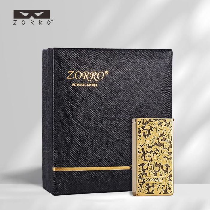 Колекційна бензинова запальничка Zorro  з рослинним ораментом "Limited Edition" (Латунь)
