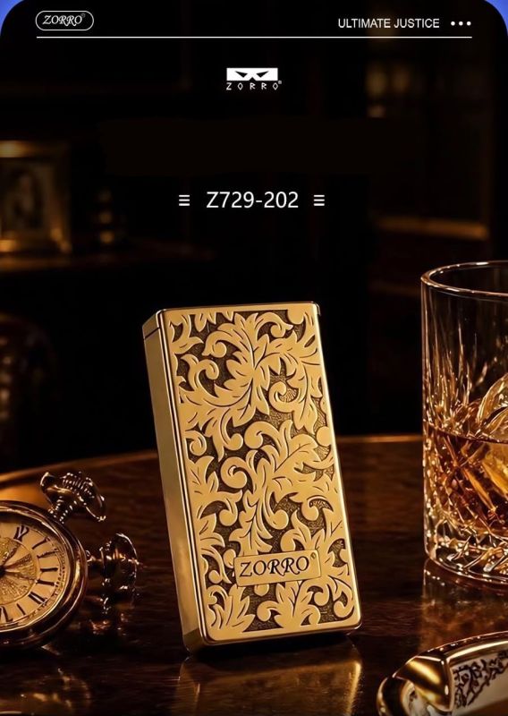 Колекційна бензинова запальничка Zorro  з рослинним ораментом "Limited Edition" (Латунь)