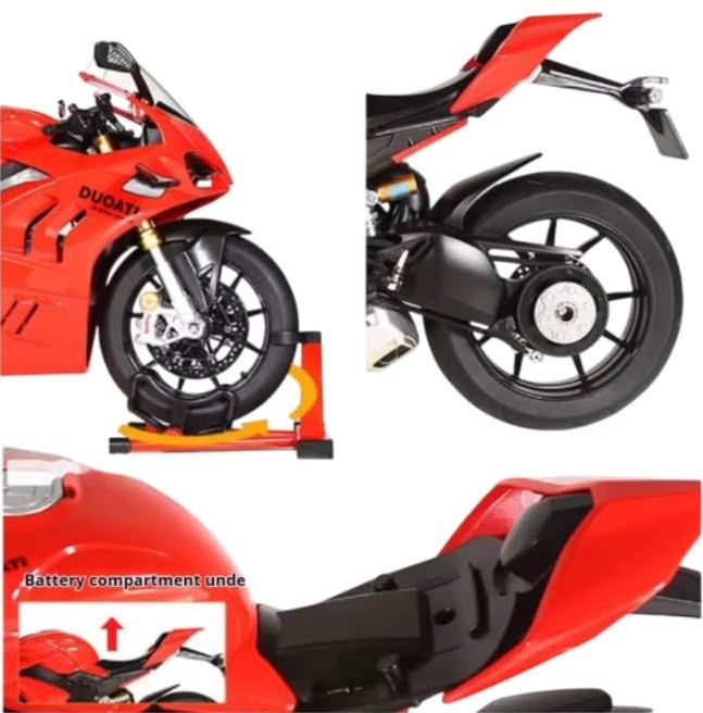 Інтерактивний колекційний мотоцикл Ducati Panigale V4 S (1:6) колір червоний з ефектом диму, світлом і звуком