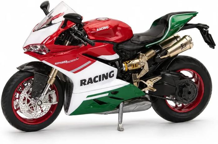 Колекційна масштабна модель спортивного мотоцикла(дизайн за мотивами Ducati Panigale1299)масш.1:9 з ефектом диму та підсвічуванням