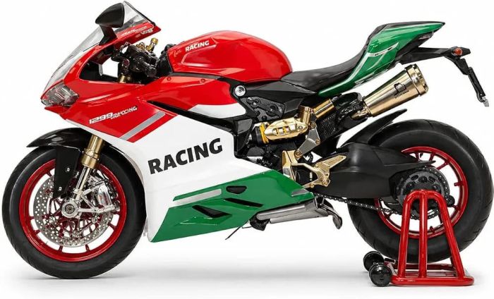 Колекційна масштабна модель спортивного мотоцикла(дизайн за мотивами Ducati Panigale1299)масш.1:9 з ефектом диму та підсвічуванням