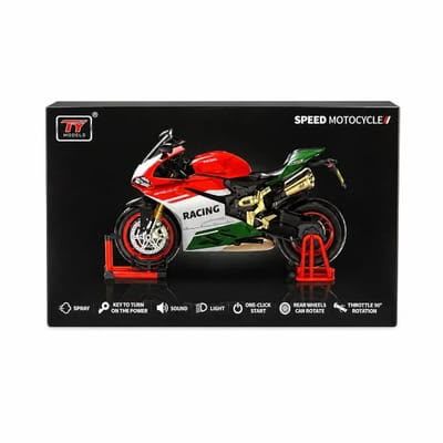 Колекційна масштабна модель спортивного мотоцикла(дизайн за мотивами Ducati Panigale1299)масш.1:9 з ефектом диму та підсвічуванням