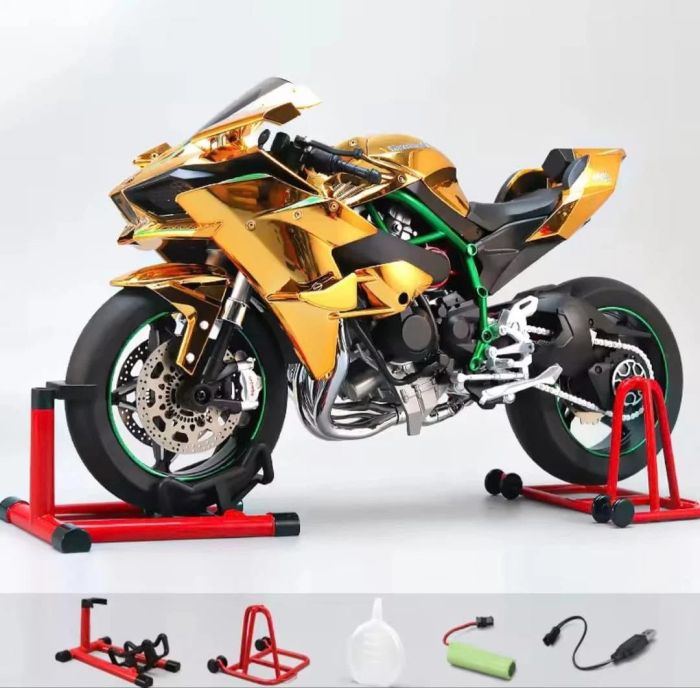 Колекційна інтерактивна модель мотоцикла Kawasaki Ninja H2R (Масштаб 1:9)з ефектом диму та підсвічуванням