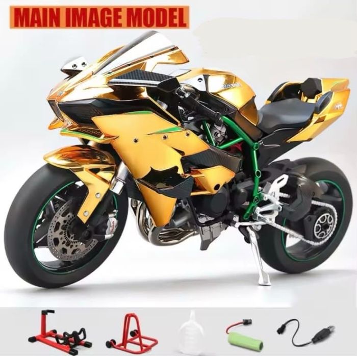 Колекційна інтерактивна модель мотоцикла Kawasaki Ninja H2R (Масштаб 1:9)з ефектом диму та підсвічуванням