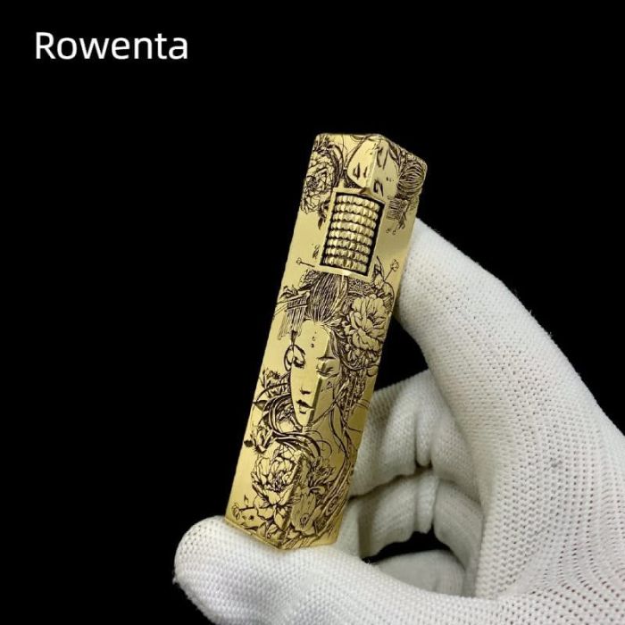 Бензинова запальничка Rowenta Латунь, рельєфне гравіювання "Гейша та півонії"