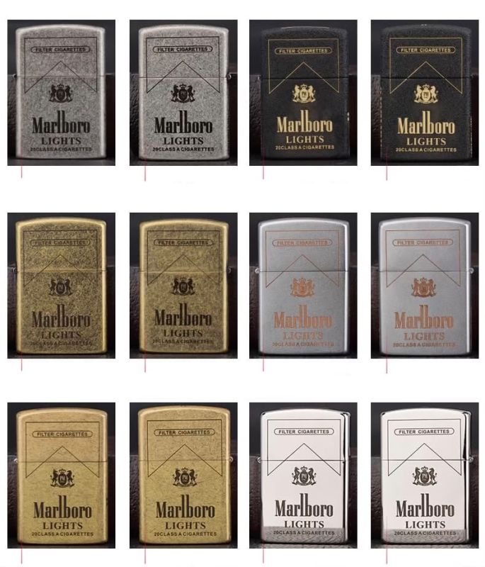 Бензинова запальничка Zorro «Marlboro Lights» Чорний мат із гравіюванням