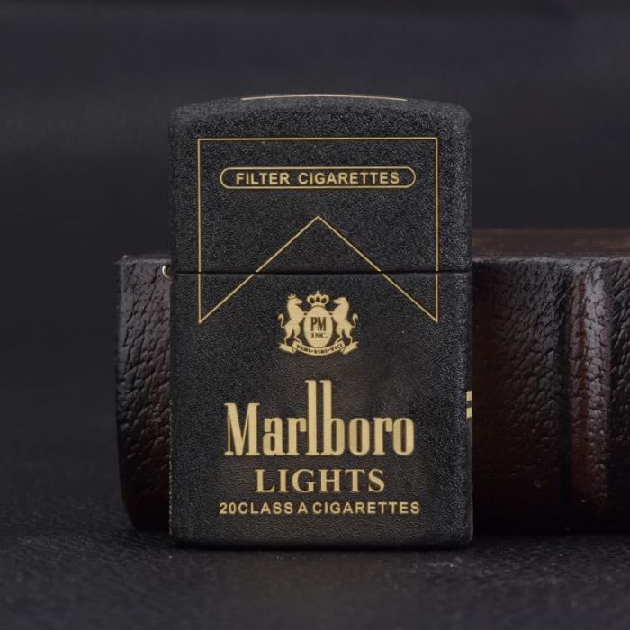 Бензинова запальничка Zorro «Marlboro Lights» Чорний мат із гравіюванням