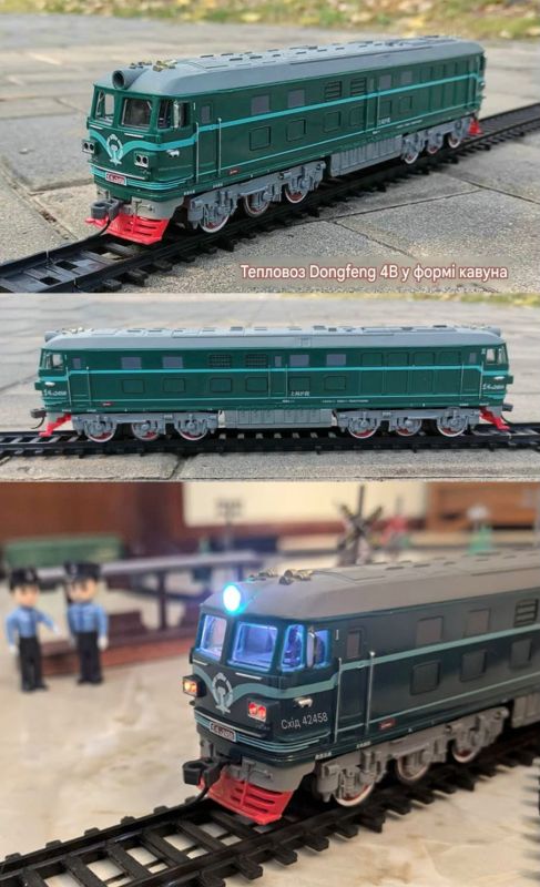Величезна інтерактивна залізниця FENFA "Dongfeng 4B Watermelon" на акумуляторах (7.5 м колії, світло, звук, 6 вагонів)