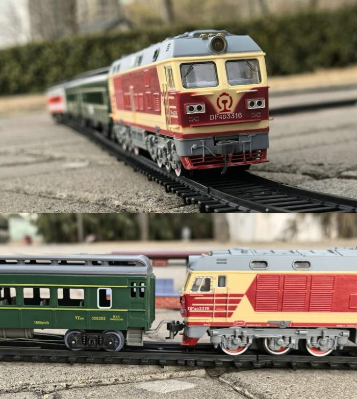 Ігровий набір "Пасажирський експрес FENFA Dongfeng 4D"з акумуляторами, світлом та звуком (7.5 м колії)