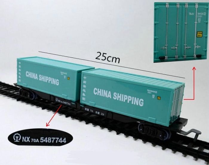 Дитяча залізниця FENFA «Контейнерні перевезення Dongfeng 4D» з акумуляторами (велика траса 7.5 м)