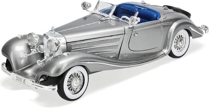 Колекційна модель Mercedes-Benz 500 K Typ Specialroadster (1936) у масштабі 1:18( сірому металіку) від Maisto