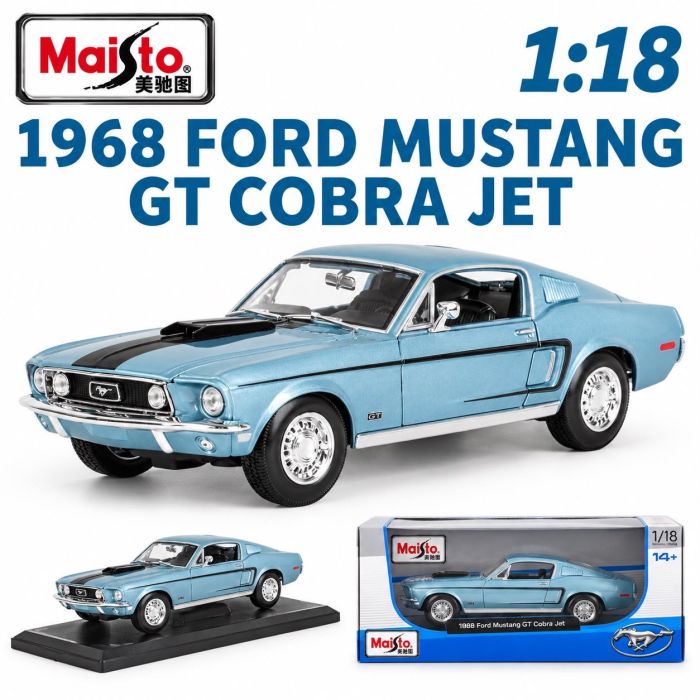 Легенда американського автопрому: Колекційна модель 1968 Ford Mustang GT Cobra Jet (1:18) від Maisto