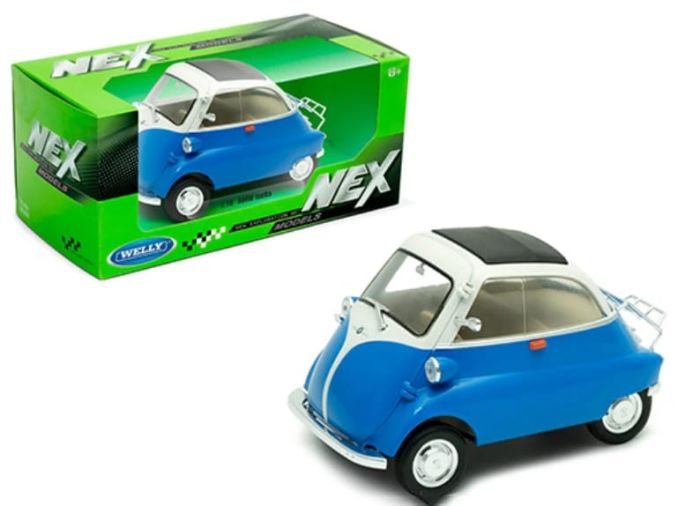 Колекційна модель BMW Isetta Welly 1:18 (синьо-біла) — Легендарний «Bubble Car» 1950-х років у вашій колекції