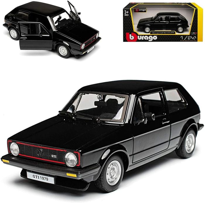 Коллекційна масштабна модель Volkswagen Golf Mk1 GTI (1979) чорний  1:27 від Bburago
