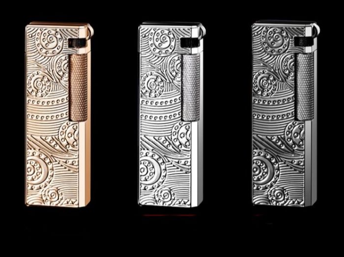 Преміальна Газова Турбо-Запальничка "Спіральний Візерунок" Сріблястий Хром