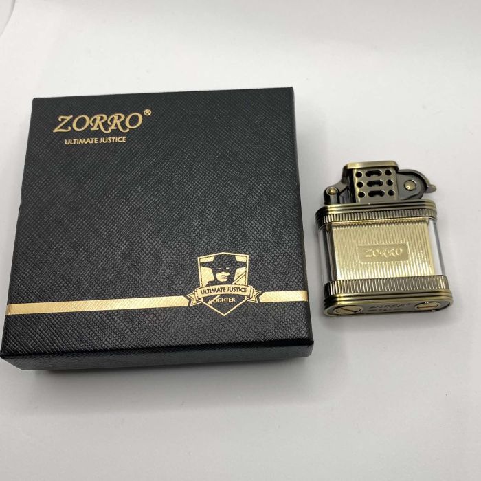 Бензинова Запальничка ZORRO Антична Бронза в прозорому корпусі