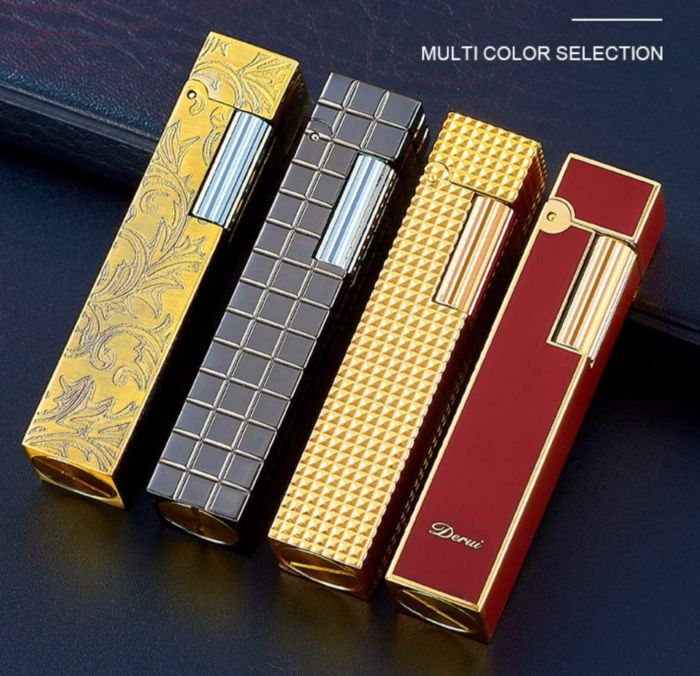 Ексклюзивна Бензинова Запальничка Derui фактурна золотиста