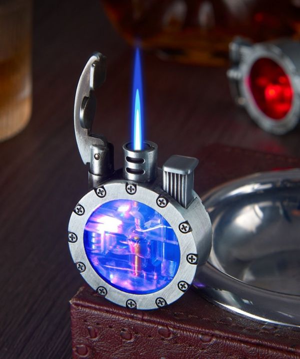 Газова запальничка з LED-підсвічуванням колір срібло