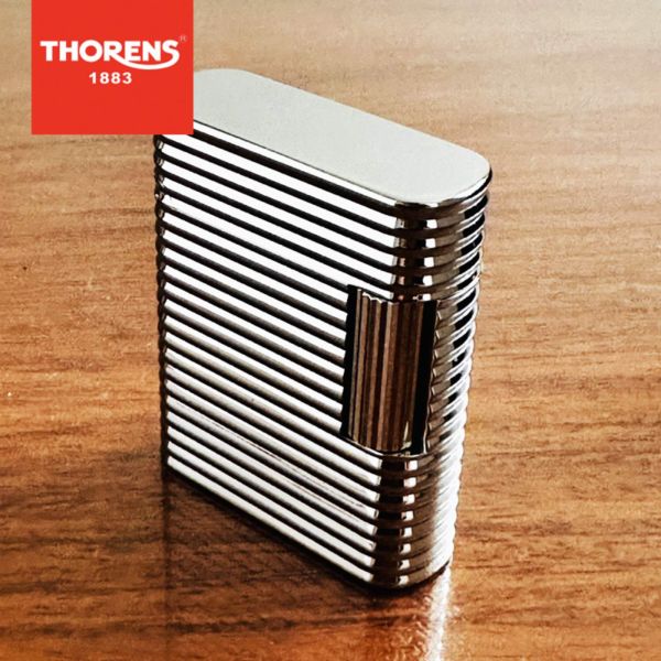 Розкішна газова запальничка THORENS у сяючому срібному кольорі