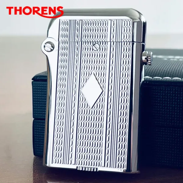 Бензинова Запальничка Thorens срібляста  з ромбовидним елементом