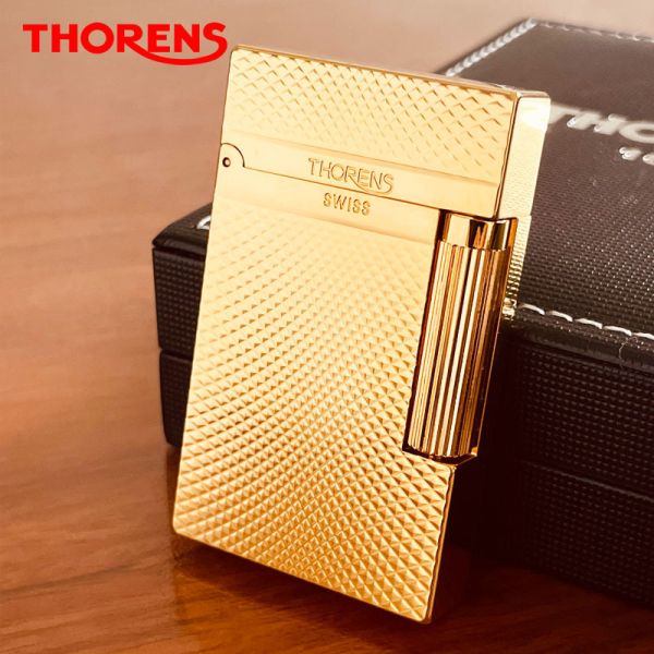 Газова запальничка Thorens з витонченим рельєфним візерунком колір золото