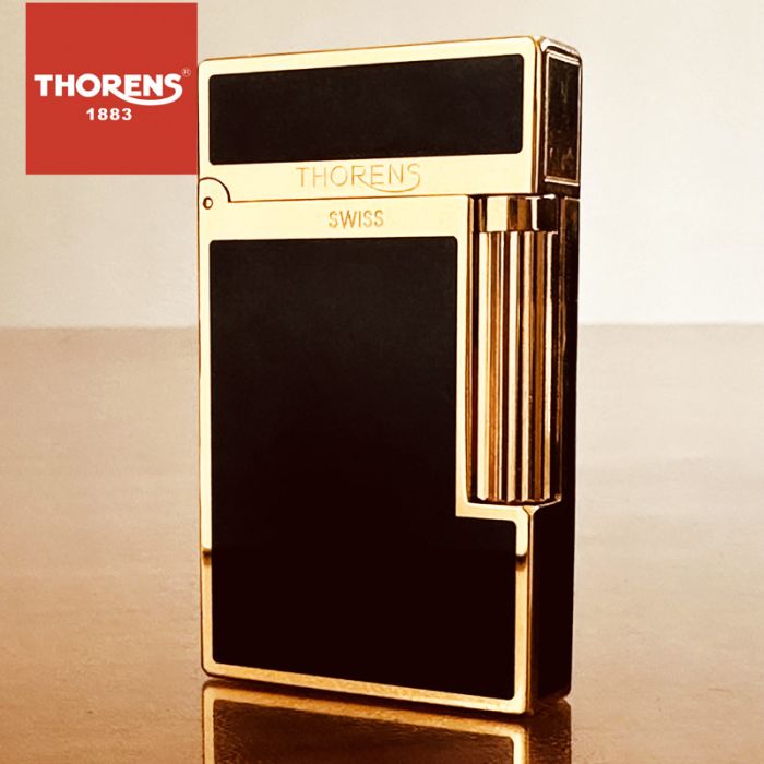 Елегантна газова запальничка Thorens чорна з золотом